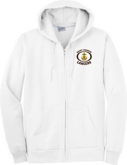 Adult Full-Zip Fleece Hooded Sweatshirt, White